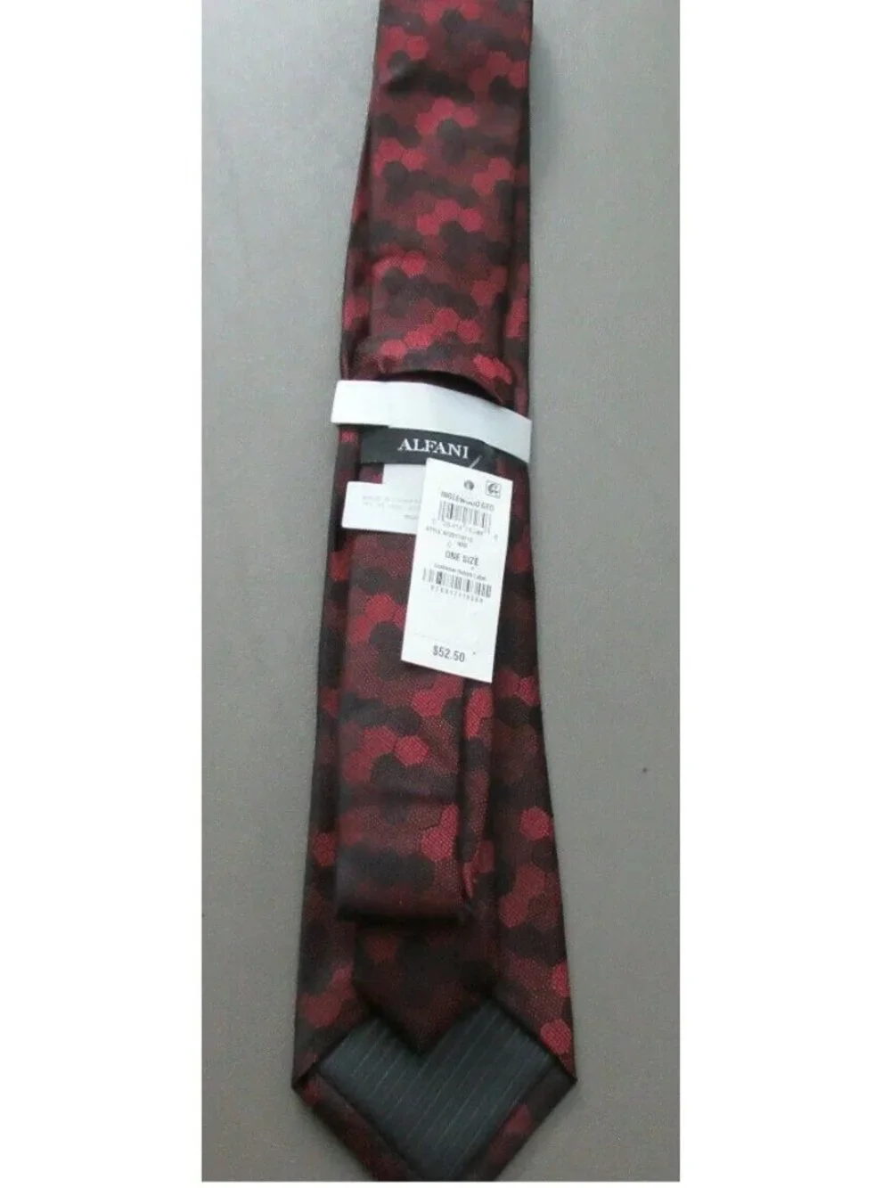 Alfani Men's 3'' Geometric 100% Silk Neck Tie, Red Black, One Size